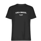 Luca Brecel t-shirt – black men's t-shirt with white Luca Brecel letters and Players Couture logo on the chest