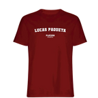 Lucas Paqueta t-shirt – red men's t-shirt with white Lucas Paqueta letters and Players Couture logo on the chest