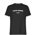 Lucas Radebe t-shirt – black men's t-shirt with white Lucas Radebe letters and Players Couture logo on the chest