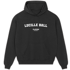 Lucille Ball hoodie – black men's hoodie with white Lucille Ball letters and Players Couture logo on the chest