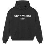Lucy Spraggan hoodie – black men's hoodie with white Lucy Spraggan letters and Players Couture logo on the chest