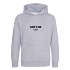Luis Figo hoodie – grey kids' hoodie with black Luis Figo letters and Players Couture logo on the chest