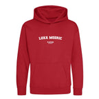 Luka Modric hoodie – red kids' hoodie with white Luka Modric letters and Players Couture logo on the chest