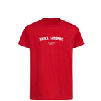 Luka Modric t-shirt – red kids' t-shirt with white Luka Modric letters and Players Couture logo on the chest
