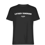 Luther Vandross t-shirt – black men's t-shirt with white Luther Vandross letters and Players Couture logo on the chest