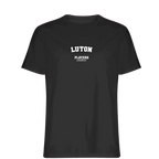 Luton t-shirt – black men's t-shirt with white Luton letters and Players Couture logo on the chest