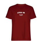 Lydia Ko t-shirt – red men's t-shirt with white Lydia Ko letters and Players Couture logo on the chest