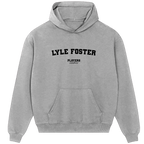 Lyle Foster hoodie – grey men's hoodie with black Lyle Foster letters and Players Couture logo on the chest