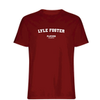 Lyle Foster t-shirt – red men's t-shirt with white Lyle Foster letters and Players Couture logo on the chest