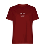 MJF t-shirt – red men's t-shirt with white MJF letters and Players Couture logo on the chest