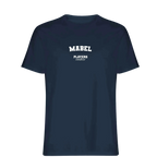 Mabel t-shirt – navy men's t-shirt with white Mabel letters and Players Couture logo on the chest