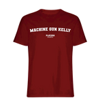 Machine Gun Kelly t-shirt – red men's t-shirt with white Machine Gun Kelly letters and Players Couture logo on the chest