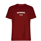 Madonna t-shirt – red men's t-shirt with white Madonna letters and Players Couture logo on the chest