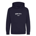 Man City hoodie – navy kids' hoodie with white Man City letters and Players Couture logo on the chest