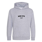 Man Utd hoodie – grey kids' hoodie with black Man Utd letters and Players Couture logo on the chest