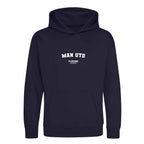 Man Utd hoodie – navy kids' hoodie with white Man Utd letters and Players Couture logo on the chest
