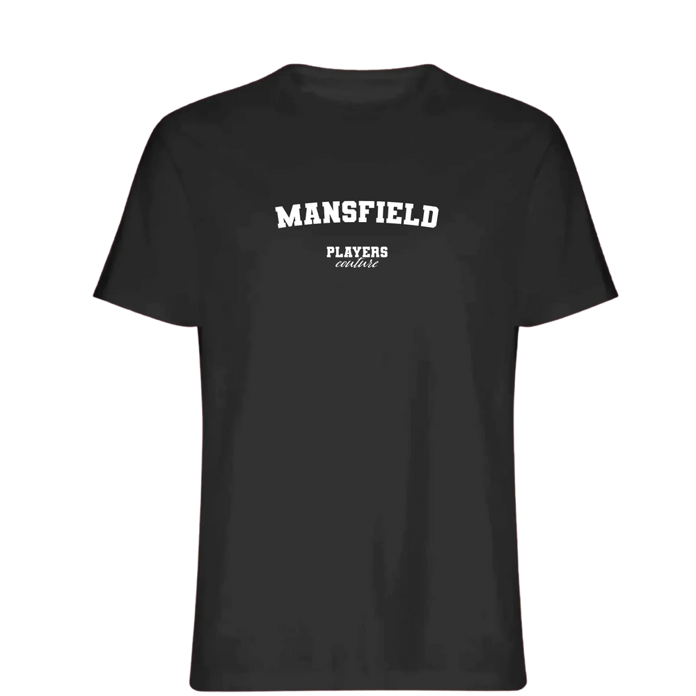 Mansfield t-shirt – black men's t-shirt with white Mansfield letters and Players Couture logo on the chest