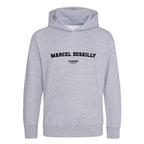 Marcel Desailly hoodie – grey kids' hoodie with black Marcel Desailly letters and Players Couture logo on the chest
