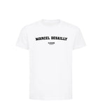 Marcel Desailly t-shirt – white kids' t-shirt with black Marcel Desailly letters and Players Couture logo on the chest