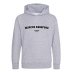 Marcus Rashford hoodie – grey kids' hoodie with black Marcus Rashford letters and Players Couture logo on the chest