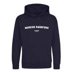 Marcus Rashford hoodie – navy kids' hoodie with white Marcus Rashford letters and Players Couture logo on the chest