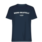 Mario Balotelli t-shirt – navy men's t-shirt with white Mario Balotelli letters and Players Couture logo on the chest