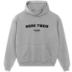 Mark Twain hoodie – grey men's hoodie with black Mark Twain letters and Players Couture logo on the chest