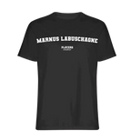 Marnus Labuschagne t-shirt – black men's t-shirt with white Marnus Labuschagne letters and Players Couture logo on the chest