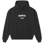 Marta hoodie – black men's hoodie with white Marta letters and Players Couture logo on the chest