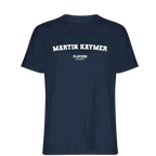 Martin Kaymer t-shirt – navy men's t-shirt with white Martin Kaymer letters and Players Couture logo on the chest