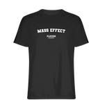 Mass Effect t-shirt – black men's t-shirt with white Mass Effect letters and Players Couture logo on the chest