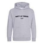 Matt Le Tissier hoodie – grey kids' hoodie with black Matt Le Tissier letters and Players Couture logo on the chest