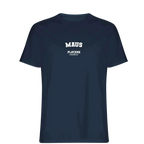 Maus t-shirt – navy men's t-shirt with white Maus letters and Players Couture logo on the chest