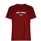 Max Homa t-shirt – red men's t-shirt with white Max Homa letters and Players Couture logo on the chest