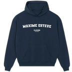 Maxime Esteve hoodie – navy men's hoodie with white Maxime Esteve letters and Players Couture logo on the chest