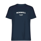 McDowell t-shirt – navy men's t-shirt with white McDowell letters and Players Couture logo on the chest