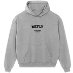 McFly hoodie – grey men's hoodie with black McFly letters and Players Couture logo on the chest