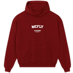 McFly hoodie – red men's hoodie with white McFly letters and Players Couture logo on the chest