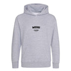 Messi hoodie – grey kids' hoodie with black Messi letters and Players Couture logo on the chest