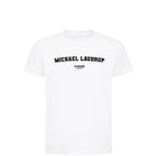 Michael Laudrup t-shirt – white kids' t-shirt with black Michael Laudrup letters and Players Couture logo on the chest