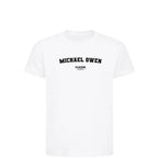 Michael Owen t-shirt – white kids' t-shirt with black Michael Owen letters and Players Couture logo on the chest