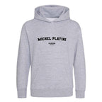 Michel Platini hoodie – grey kids' hoodie with black Michel Platini letters and Players Couture logo on the chest