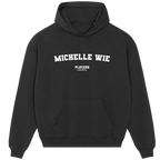 Michelle Wie hoodie – black men's hoodie with white Michelle Wie letters and Players Couture logo on the chest