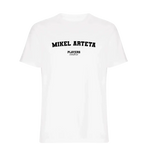 Mikel Arteta t-shirt – white men's t-shirt with black Mikel Arteta letters and Players Couture logo on the chest