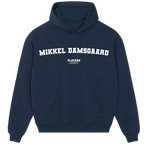Mikkel Damsgaard hoodie – navy men's hoodie with white Mikkel Damsgaard letters and Players Couture logo on the chest