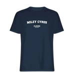 Miley Cyrus t-shirt – navy men's t-shirt with white Miley Cyrus letters and Players Couture logo on the chest