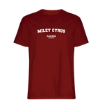 Miley Cyrus t-shirt – red men's t-shirt with white Miley Cyrus letters and Players Couture logo on the chest