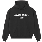 Millie Bright hoodie – black men's hoodie with white Millie Bright letters and Players Couture logo on the chest
