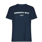 Minnesota Wild t-shirt – navy men's t-shirt with white Minnesota Wild letters and Players Couture logo on the chest
