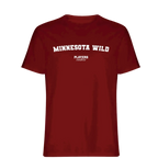 Minnesota Wild t-shirt – red men's t-shirt with white Minnesota Wild letters and Players Couture logo on the chest